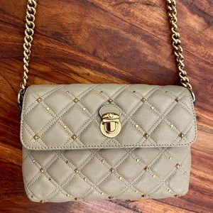 Marc Jacobs Studded Stardust Quilted Crossbody Bag Taupe with Gold Hardware